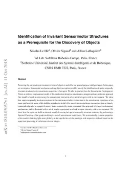 Identification of Invariant Sensorimotor Structures as a Prerequisite
  for the Discovery of Objects