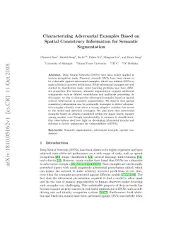 Characterizing Adversarial Examples Based on Spatial Consistency
  Information for Semantic Segmentation