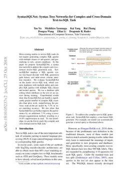 SyntaxSQLNet: Syntax Tree Networks for Complex and
  Cross-DomainText-to-SQL Task