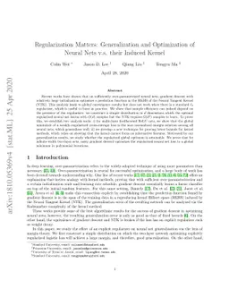 Regularization Matters: Generalization and Optimization of Neural Nets
  v.s. their Induced Kernel