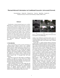 Thermal Infrared Colorization via Conditional Generative Adversarial
  Network
