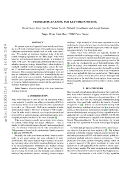 Federated Learning for Keyword Spotting