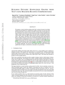 Building Dynamic Knowledge Graphs from Text using Machine Reading
  Comprehension