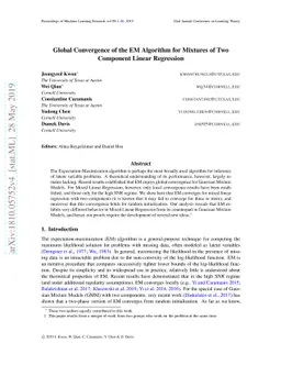 Global Convergence of EM Algorithm for Mixtures of Two Component Linear
  Regression