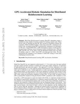 GPU-Accelerated Robotic Simulation for Distributed Reinforcement
  Learning
