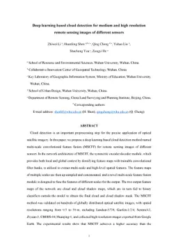 Deep learning based cloud detection for medium and high resolution
  remote sensing images of different sensors