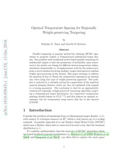 Optimal Temperature Spacing for Regionally Weight-preserving Tempering