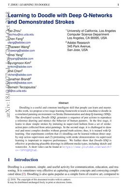 Learning to Sketch with Deep Q Networks and Demonstrated Strokes