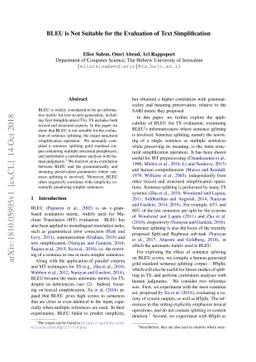 BLEU is Not Suitable for the Evaluation of Text Simplification