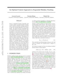 An Optimal Control Approach to Sequential Machine Teaching