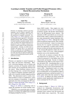 Learning to Jointly Translate and Predict Dropped Pronouns with a Shared
  Reconstruction Mechanism