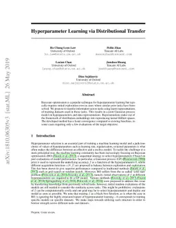 Hyperparameter Learning via Distributional Transfer