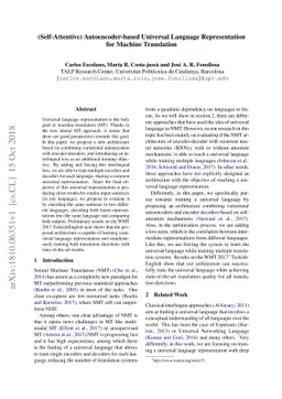 (Self-Attentive) Autoencoder-based Universal Language Representation for
  Machine Translation