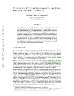 Structured Content Preservation for Unsupervised Text Style Transfer