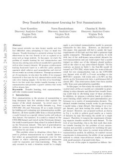 Deep Transfer Reinforcement Learning for Text Summarization