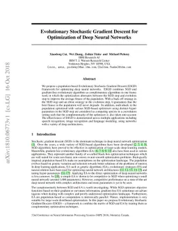 Evolutionary Stochastic Gradient Descent for Optimization of Deep Neural
  Networks