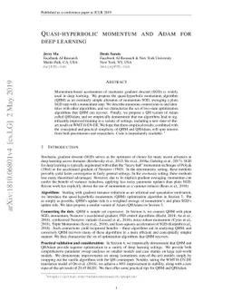 Quasi-hyperbolic momentum and Adam for deep learning