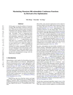 Maximizing Monotone DR-submodular Continuous Functions by
  Derivative-free Optimization