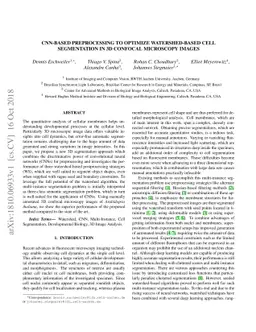 CNN-based Preprocessing to Optimize Watershed-based Cell Segmentation in
  3D Confocal Microscopy Images