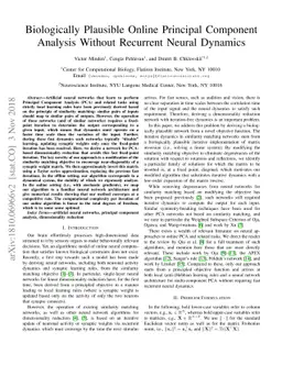Biologically Plausible Online Principal Component Analysis Without
  Recurrent Neural Dynamics