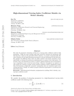High-dimensional Varying Index Coefficient Models via Stein's Identity