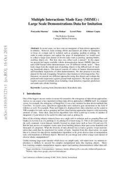 Multiple Interactions Made Easy (MIME): Large Scale Demonstrations Data
  for Imitation