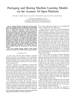 Packaging and Sharing Machine Learning Models via the Acumos AI Open
  Platform