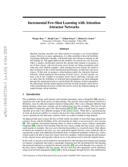 Incremental Few-Shot Learning with Attention Attractor Networks