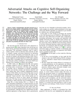 Adversarial Attacks on Cognitive Self-Organizing Networks: The Challenge
  and the Way Forward