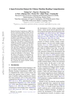 A Span-Extraction Dataset for Chinese Machine Reading Comprehension