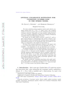 Optimal Covariance Estimation for Condition Number Loss in the Spiked
  Model