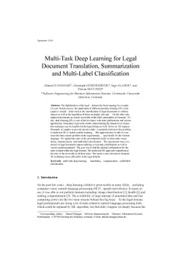 Multi-Task Deep Learning for Legal Document Translation, Summarization
  and Multi-Label Classification