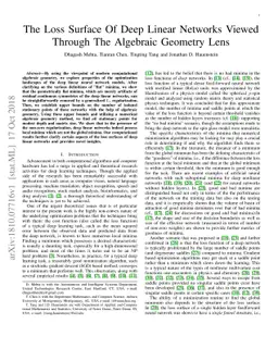 The loss surface of deep linear networks viewed through the algebraic
  geometry lens