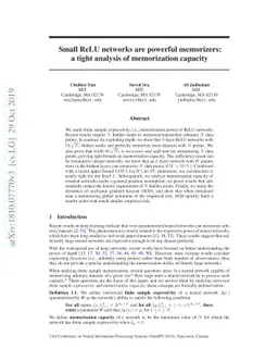 Small ReLU networks are powerful memorizers: a tight analysis of
  memorization capacity