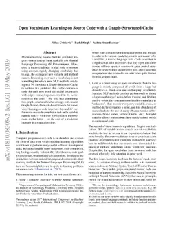 Open Vocabulary Learning on Source Code with a Graph-Structured Cache