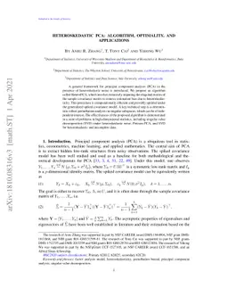 Heteroskedastic PCA: Algorithm, Optimality, and Applications