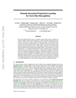 Domain-Invariant Projection Learning for Zero-Shot Recognition