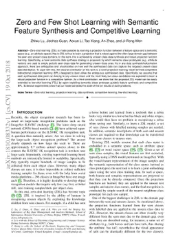 Zero and Few Shot Learning with Semantic Feature Synthesis and
  Competitive Learning