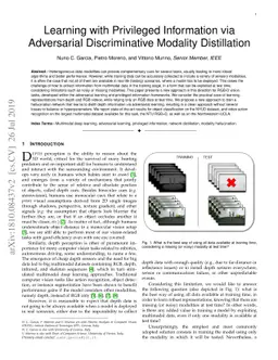 Learning with privileged information via adversarial discriminative
  modality distillation