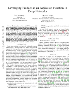 Leveraging Product as an Activation Function in Deep Networks