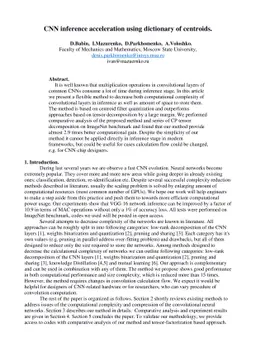 CNN inference acceleration using dictionary of centroids