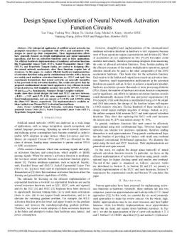 Design Space Exploration of Neural Network Activation Function Circuits