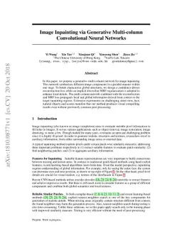 Image Inpainting via Generative Multi-column Convolutional Neural
  Networks