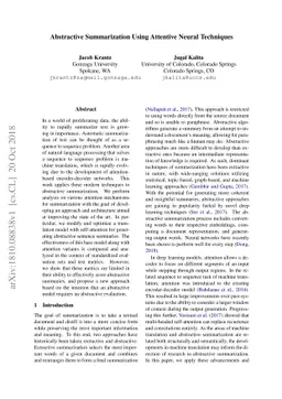 Abstractive Summarization Using Attentive Neural Techniques