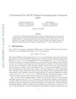 A Polynomial Time MCMC Method for Sampling from Continuous DPPs