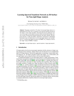 Learning Spectral Transform Network on 3D Surface for Non-rigid Shape
  Analysis