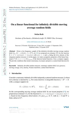 On a linear functional for infinitely divisible moving average random
  fields