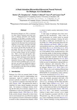 A Dual-Attention Hierarchical Recurrent Neural Network for Dialogue Act
  Classification