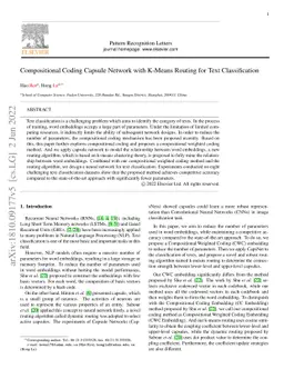 Compositional Coding Capsule Network with K-Means Routing for Text
  Classification