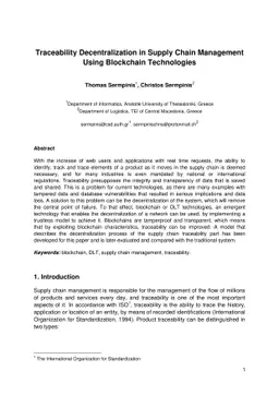 Traceability Decentralization in Supply Chain Management Using
  Blockchain Technologies
